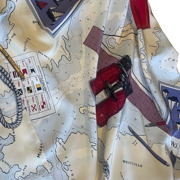 Vintage Ralph Lauren Silk Nautical Scarf Print Wrap Skirt Yacht 90s 8 EUC - Picture 4 of 12